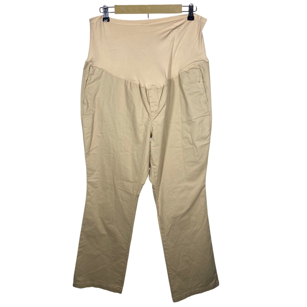 Old Navy Maternity Boot-Cut Khaki Chino Pants Full Panel‎ Tan 18 Short